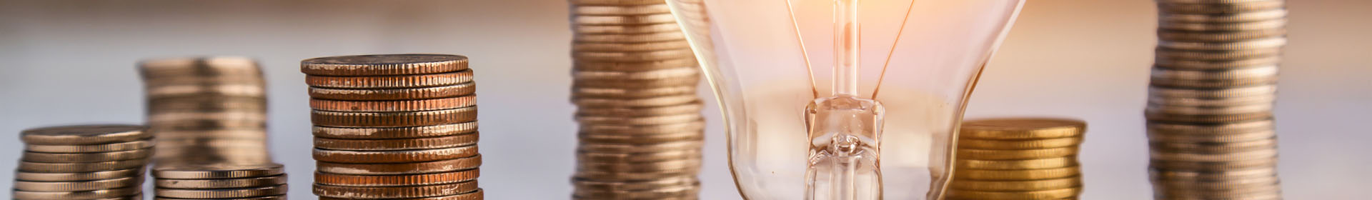 light bulb and coins